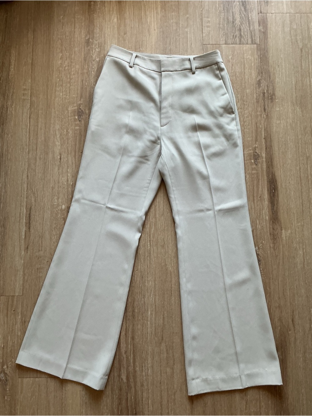 Uniqlo Beige High-Waist Wide-Leg Trousers